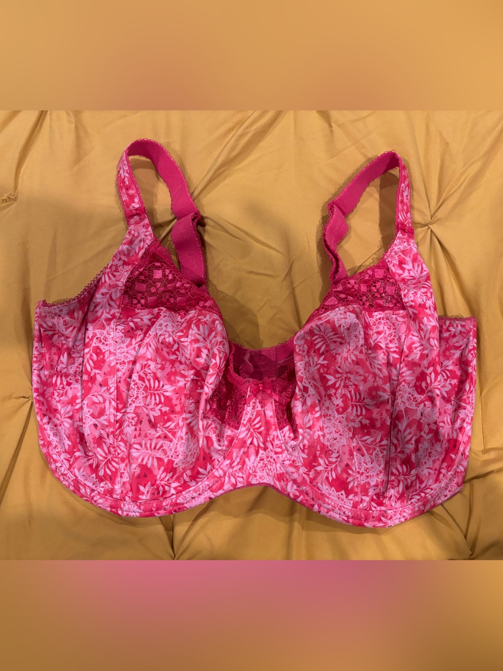 Elomi Bright Pink Floral Underwire Full-Cup Bra